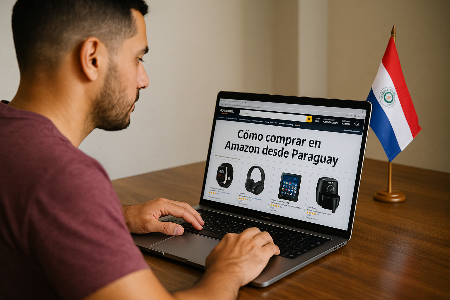 Imagen de una persona comprando en Amazon desde Paraguay con QXpress Imagen de una persona comprando en Amazon desde Paraguay con QXpress