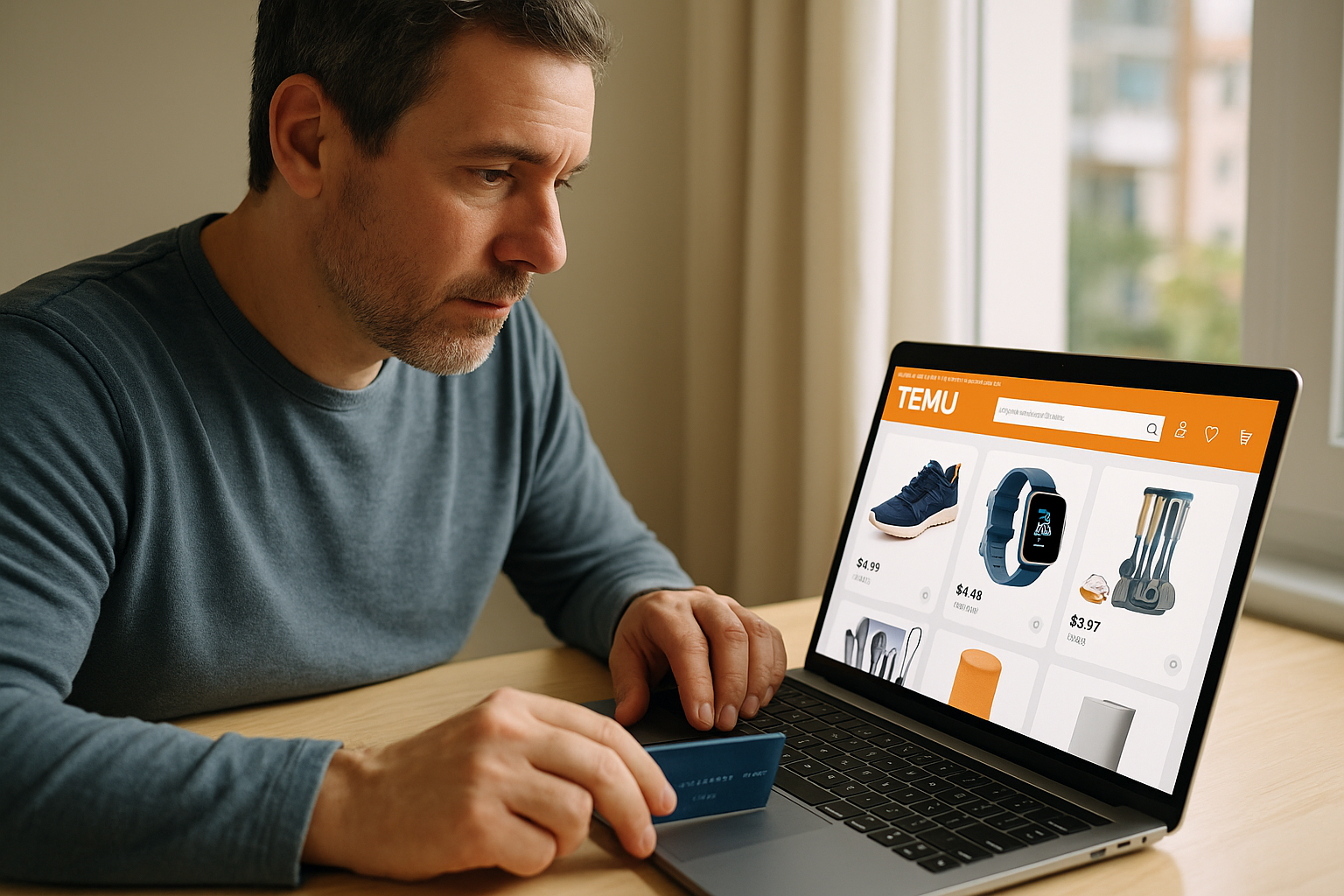 Imagen de una persona comprando en Temu desde Paraguay con QXpress